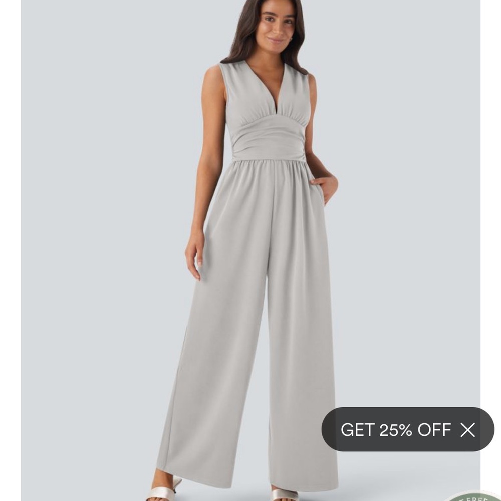 HALARA Light Gray Sleeveless Jumpsuit Brand New Size M